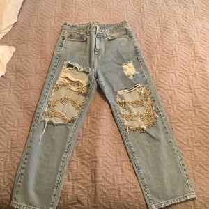 LF crystal rip jeans